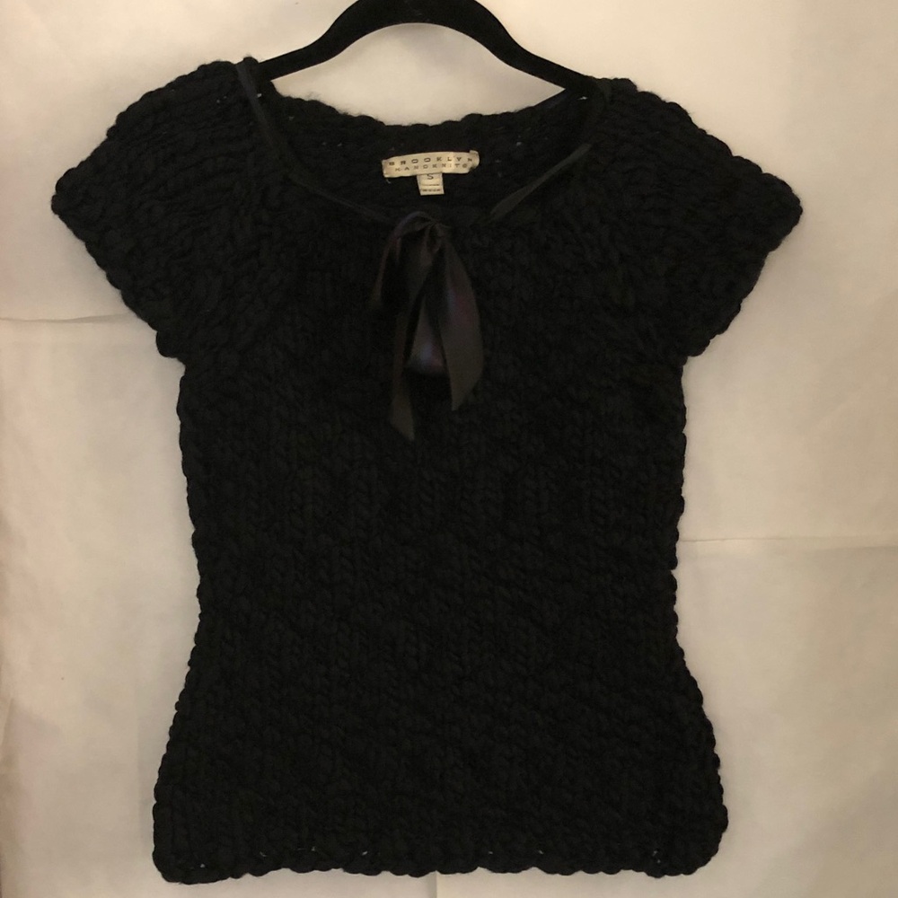 Sweater with Chunky 100% Wool Yarn and Satin Bow